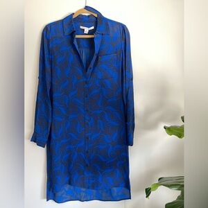 Diane Von Furstenberg silk blue shirt dress. Worn once.